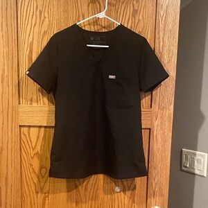 Figs Jet Black V-Neck Scrub Top Small EUC
